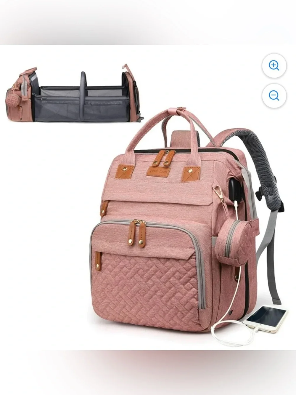 Brand new diaper bag, folds out with a bed
